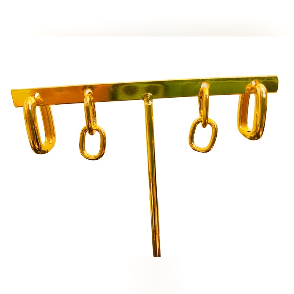 Chain Design Drop Earrings in 14k Gold